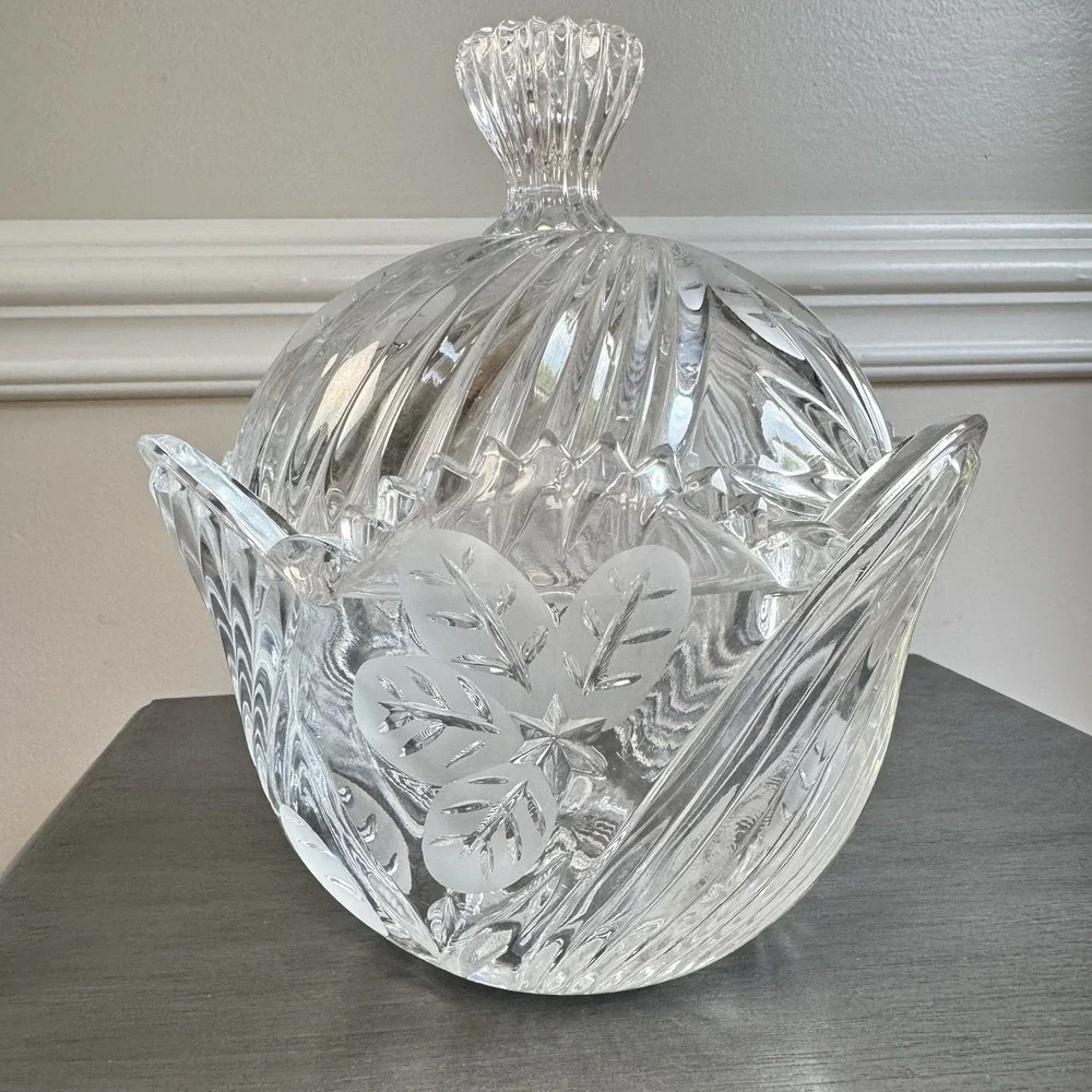 Rare Vintage Clarenbridge Irish Crystal‎ Covered Candy Bowl w/ Box